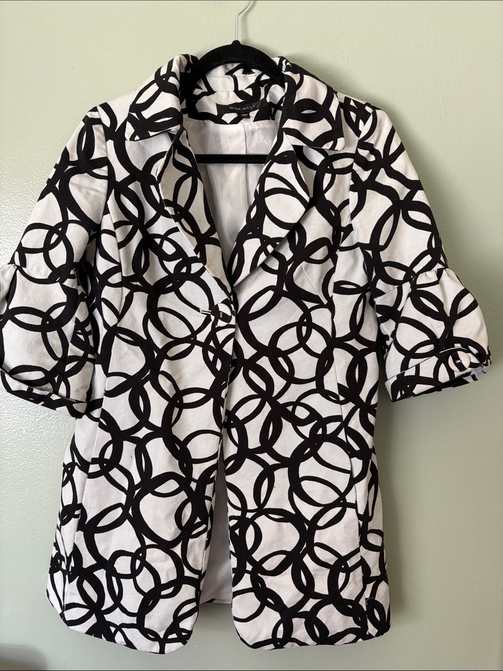 Nine West Black & White Ring-Print Jacket